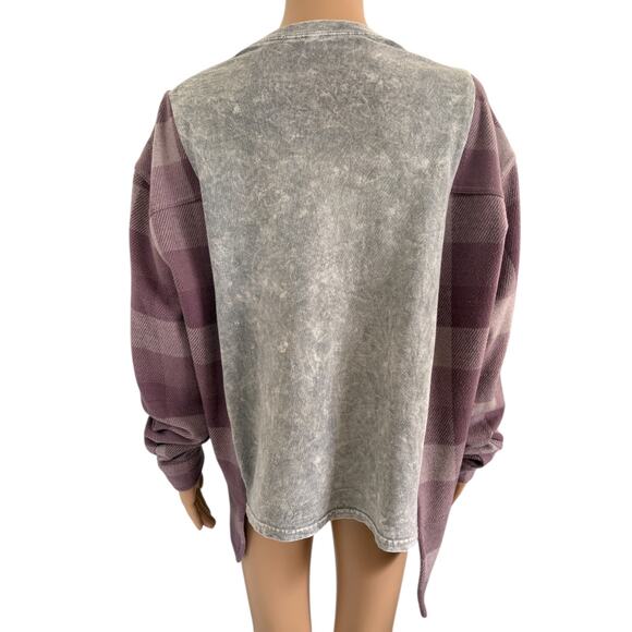 Upcycled Prince Purple Rain Graphic Band Flannel Plaid Shirt Grunge Country Rock - Picture 6 of 7